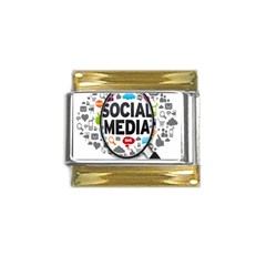 Social Media Computer Internet Typography Text Poster Gold Trim Italian Charm (9mm) by Ket1n9
