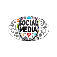 Social Media Computer Internet Typography Text Poster Sticker Oval (100 pack)