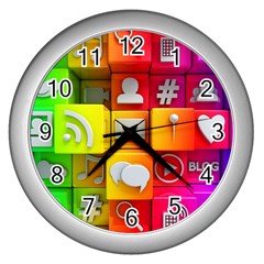 Colorful 3d Social Media Wall Clock (silver) by Ket1n9