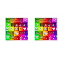 Colorful 3d Social Media Cufflinks (square) by Ket1n9