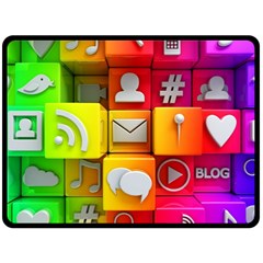 Colorful 3d Social Media Fleece Blanket (large) by Ket1n9