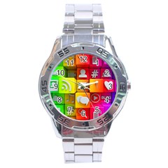 Colorful 3d Social Media Stainless Steel Analogue Watch by Ket1n9