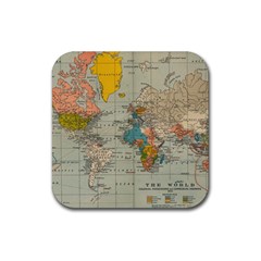 Vintage World Map Rubber Coaster (square) by Ket1n9
