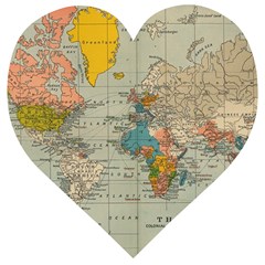 Vintage World Map Wooden Puzzle Heart by Ket1n9