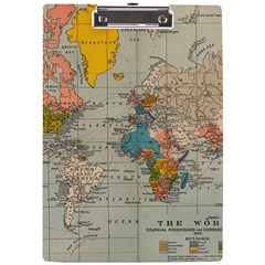 Vintage World Map A4 Acrylic Clipboard by Ket1n9