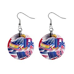 United States Of America Usa  Images Independence Day Mini Button Earrings