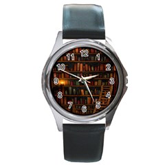 Books Library Round Metal Watch by Ket1n9