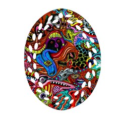 Art Color Dark Detail Monsters Psychedelic Oval Filigree Ornament (two Sides)