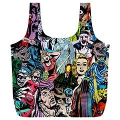 Vintage Horror Collage Pattern Full Print Recycle Bag (xxxl)