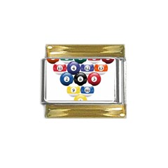 Racked Billiard Pool Balls Gold Trim Italian Charm (9mm)