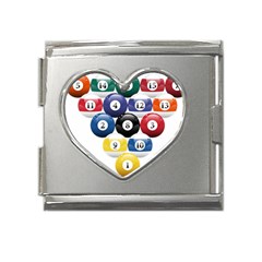 Racked Billiard Pool Balls Mega Link Heart Italian Charm (18mm)