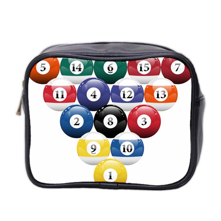 Racked Billiard Pool Balls Mini Toiletries Bag (Two Sides)