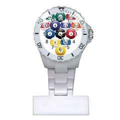 Racked Billiard Pool Balls Plastic Nurses Watch by Ket1n9