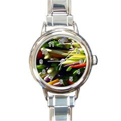 Bright Peppers Round Italian Charm Watch by Ket1n9