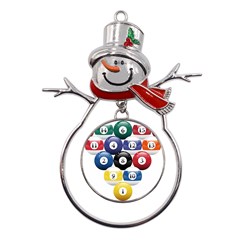 Racked Billiard Pool Balls Metal Snowman Ornament