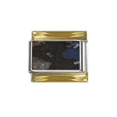 World Map Gold Trim Italian Charm (9mm) by Ket1n9