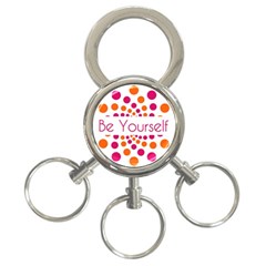 Be Yourself Pink Orange Dots Circular 3-ring Key Chain by Ket1n9