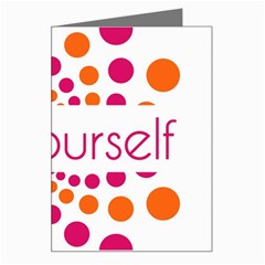 Be Yourself Pink Orange Dots Circular Greeting Card by Ket1n9