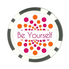 Be Yourself Pink Orange Dots Circular Poker Chip Card Guard by Ket1n9