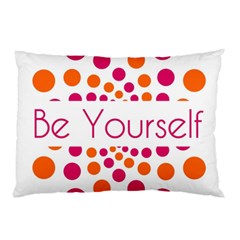 Be Yourself Pink Orange Dots Circular Pillow Case by Ket1n9