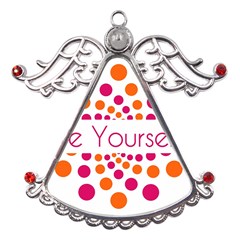 Be Yourself Pink Orange Dots Circular Metal Angel With Crystal Ornament by Ket1n9