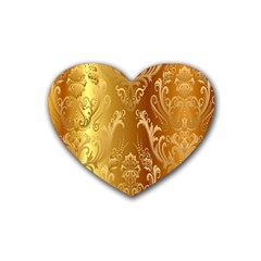 Golden Pattern Vintage Gradient Vector Rubber Heart Coaster (4 Pack) by Ket1n9