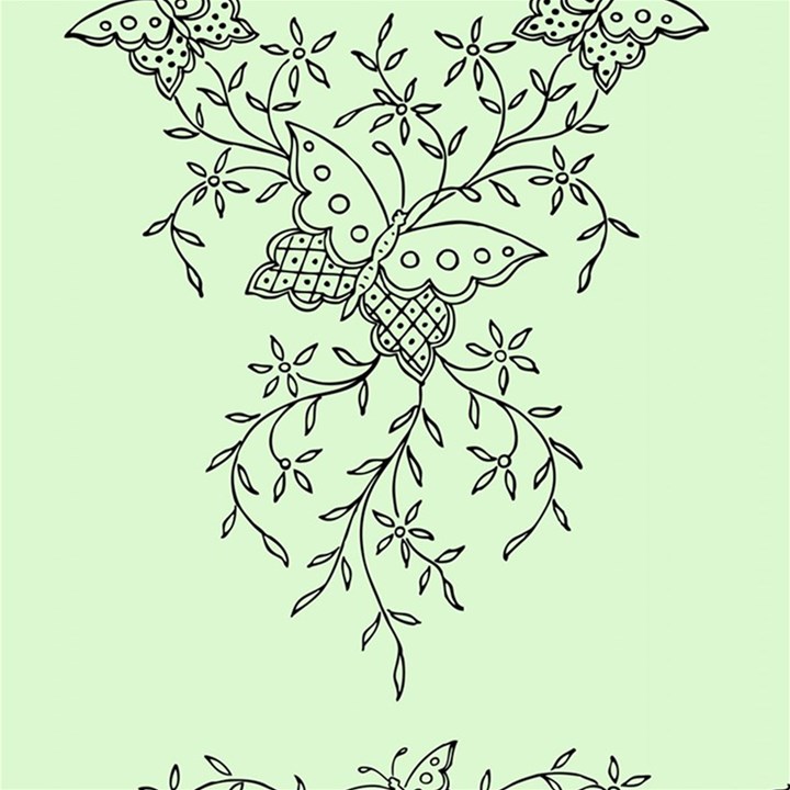 Illustration Of Butterflies And Flowers Ornament On Green Background Play Mat (Square)