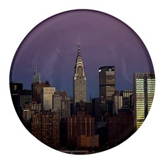 Skyline-city-manhattan-new-york Round Glass Fridge Magnet (4 Pack) by Ket1n9