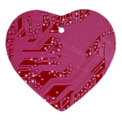 Pink Circuit Pattern Ornament (heart)
