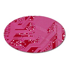 Pink Circuit Pattern Oval Magnet by Ket1n9