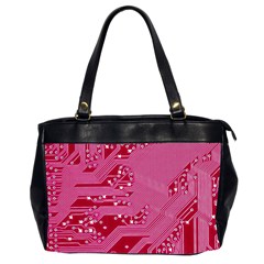 Pink Circuit Pattern Oversize Office Handbag (2 Sides) by Ket1n9