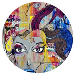 Graffiti-mural-street-art-painting Round Trivet by Ket1n9