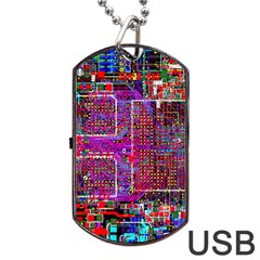 Technology Circuit Board Layout Pattern Dog Tag Usb Flash (one Side) by Ket1n9
