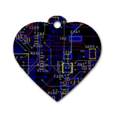 Technology Circuit Board Layout Dog Tag Heart (one Side) by Ket1n9