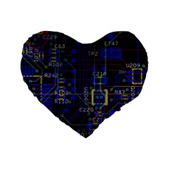 Technology Circuit Board Layout Standard 16  Premium Heart Shape Cushions by Ket1n9