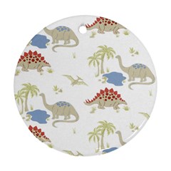 Dinosaur Art Pattern Round Ornament (two Sides) by Ket1n9