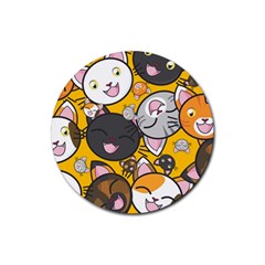 Cats-cute-kitty-kitties-kitten Rubber Coaster (round) by Ket1n9