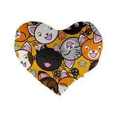 Cats-cute-kitty-kitties-kitten Standard 16  Premium Flano Heart Shape Cushions by Ket1n9