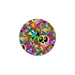 Crazy Illustrations & Funky Monster Pattern Golf Ball Marker by Ket1n9