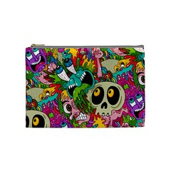 Crazy Illustrations & Funky Monster Pattern Cosmetic Bag (medium) by Ket1n9