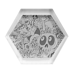 Crazy Illustrations & Funky Monster Pattern Hexagon Wood Jewelry Box by Ket1n9