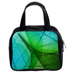 Sunlight Filtering Through Transparent Leaves Green Blue Classic Handbag (two Sides) by Ket1n9