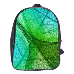 Sunlight Filtering Through Transparent Leaves Green Blue School Bag (xl) by Ket1n9