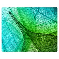 Sunlight Filtering Through Transparent Leaves Green Blue Premium Plush Fleece Blanket (medium) by Ket1n9
