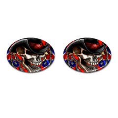 Confederate Flag Usa America United States Csa Civil War Rebel Dixie Military Poster Skull Cufflinks (oval) by Ket1n9