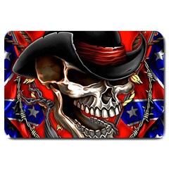 Confederate Flag Usa America United States Csa Civil War Rebel Dixie Military Poster Skull Large Doormat by Ket1n9