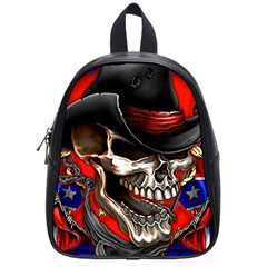 Confederate Flag Usa America United States Csa Civil War Rebel Dixie Military Poster Skull School Bag (small) by Ket1n9