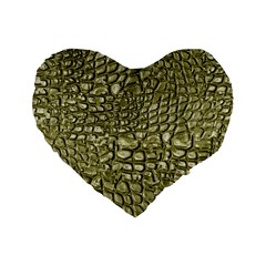 Aligator-skin Standard 16  Premium Flano Heart Shape Cushions by Ket1n9