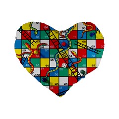 Snakes And Ladders Standard 16  Premium Flano Heart Shape Cushions by Ket1n9