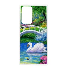 Swan Bird Spring Flowers Trees Lake Pond Landscape Original Aceo Painting Art Samsung Galaxy Note 20 Ultra Tpu Uv Case by Ket1n9